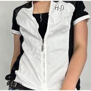 Vintage 2000’s Plus Harley‎ Davidson Short Sleeve Full Zip Top Size 2XL